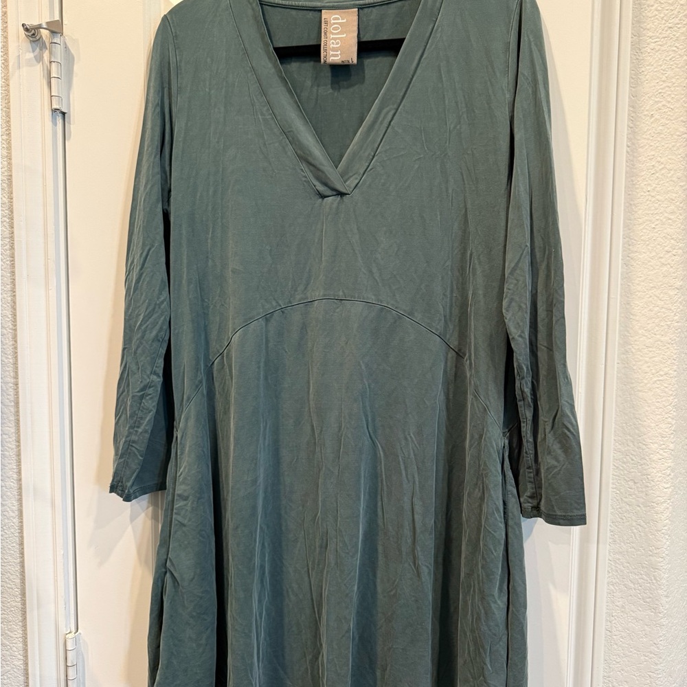 Dolan Anthropology Women's Green V-Neck Tunic Dress